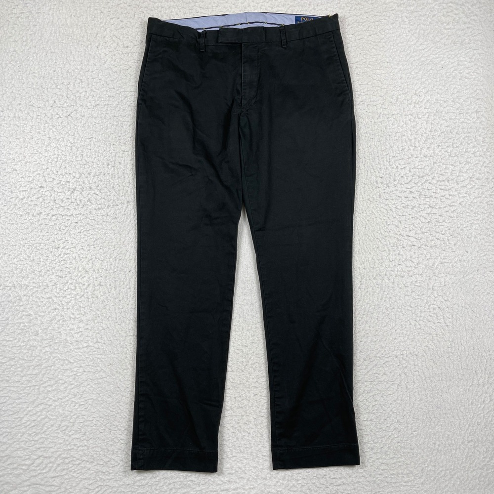 Polo Ralph Lauren Pants Mens 33x30 Black Greenwich Chino Stretch Slim Preppy